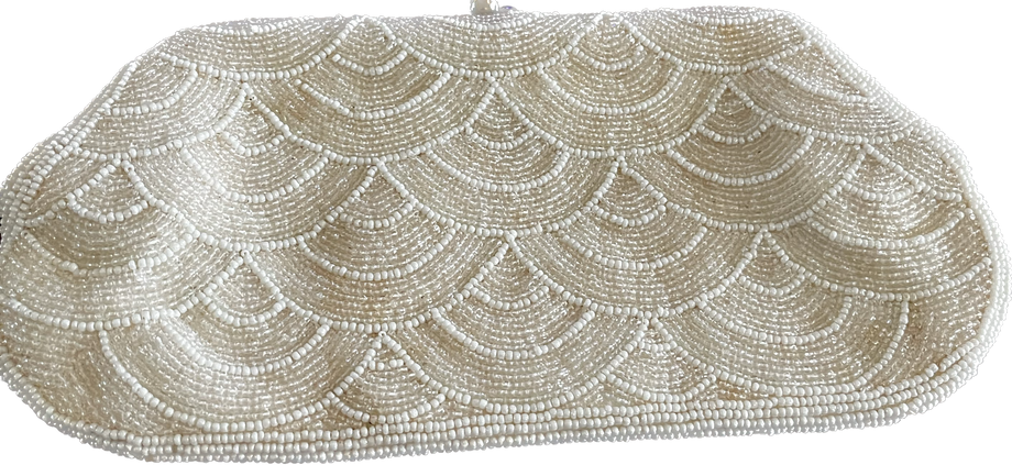 Vintage Cream Beaded Purse